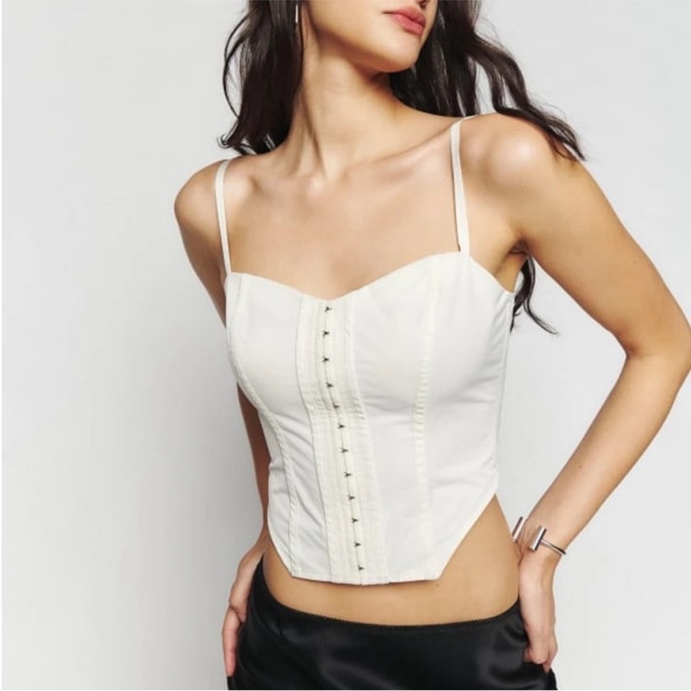 White Corset-Style Spaghetti Strap Top - Women
